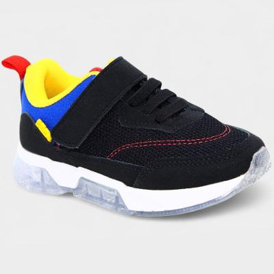 Tênis Infantil Klin Colorido Light Led Menino - Preto e Azul