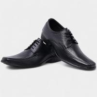 Sapato Social Couro Jota Fran Com Cadarço Masculino - Preto - 3