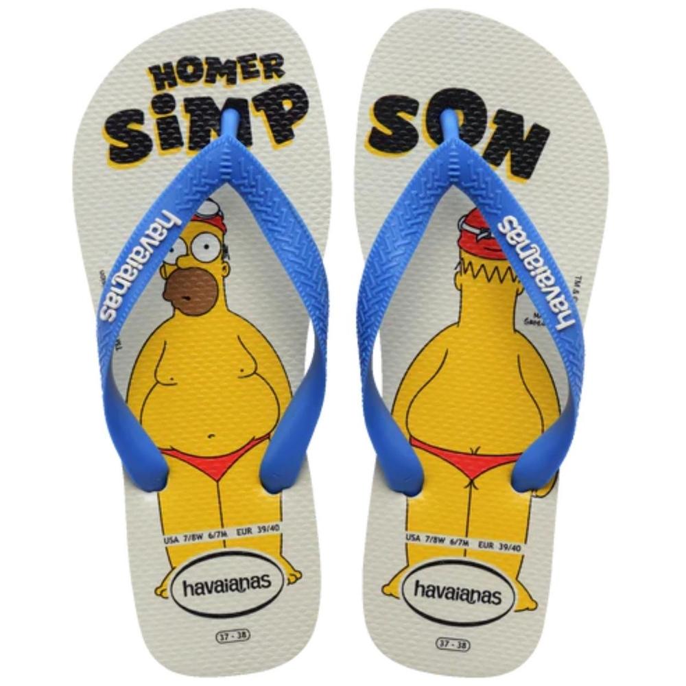 Chinelo Havaianas Simpsons Masculino - Branco e Azul - 1