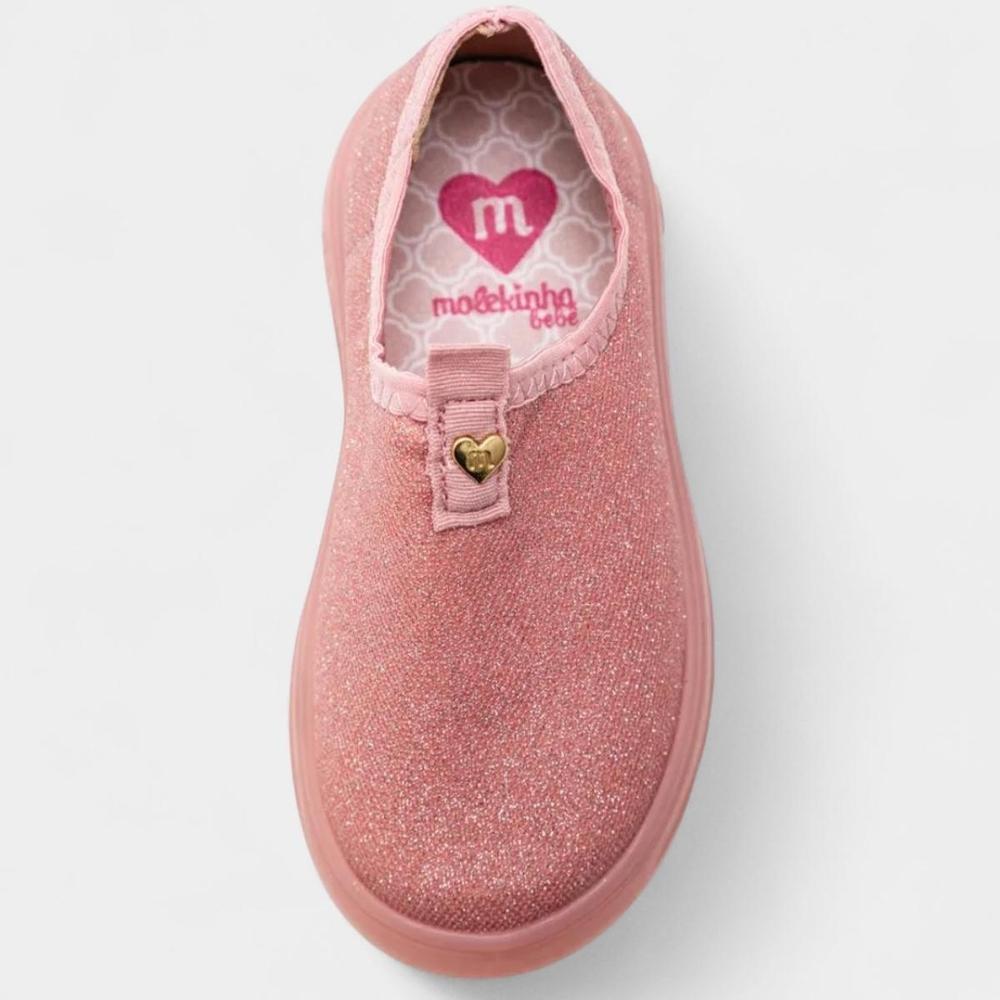 Tênis Molekinha Infantil Glitter Led Menina - Rosa - 2