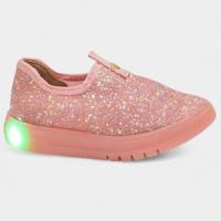 Tênis Molekinha Infantil Glitter Led Menina - Rosa - 1