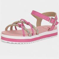 Sandália Infantil Molekinha Flatform Tira Strass Nó Menina - Rosa - 1