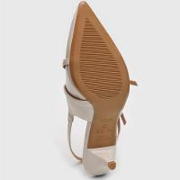 Scarpin Vizzano Slingback Salto Fino Baixo Verniz - Off White - 5