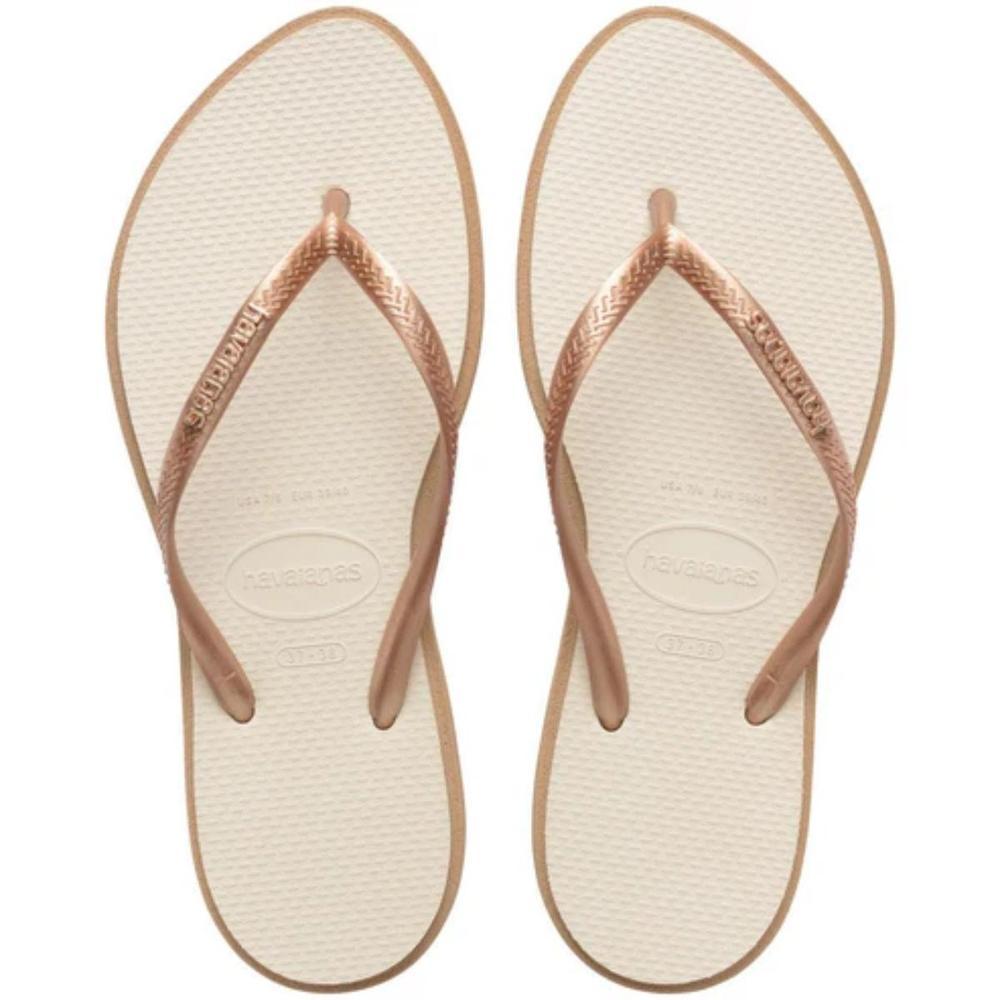 Chinelo Havaianas Slim Point Feminino - Off White e Bege - 1