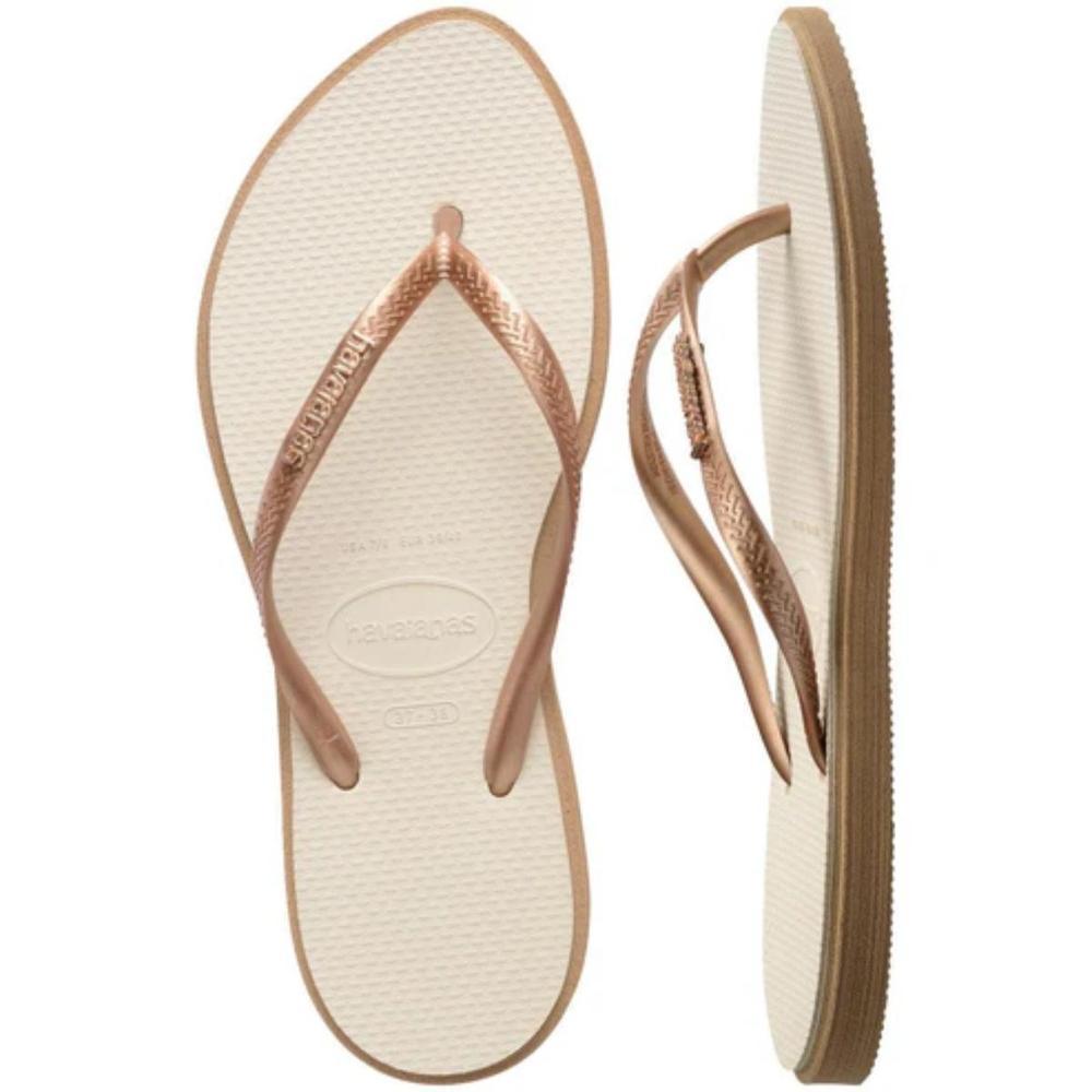 Chinelo Havaianas Slim Point Feminino - Off White e Bege - 5