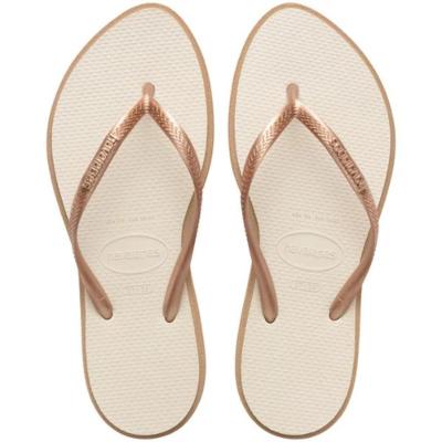 Chinelo Havaianas Slim Point Feminino - Off White e Bege