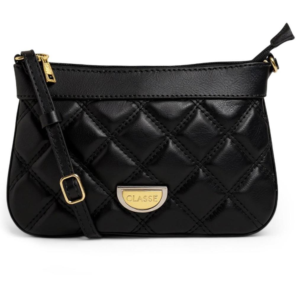 Bolsa Crossbody Classe Couro Legítimo Casual Maia Feminina - Preto - 1