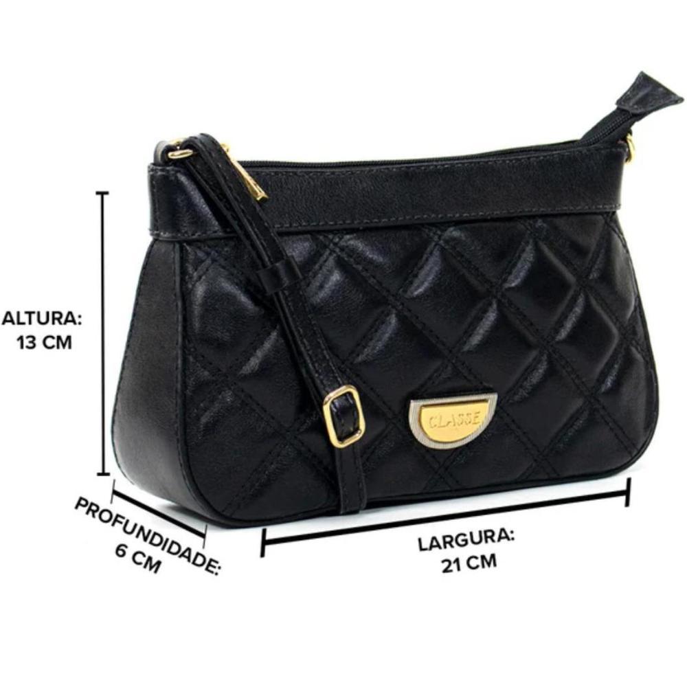 Bolsa Crossbody Classe Couro Legítimo Casual Maia Feminina - Preto - 2