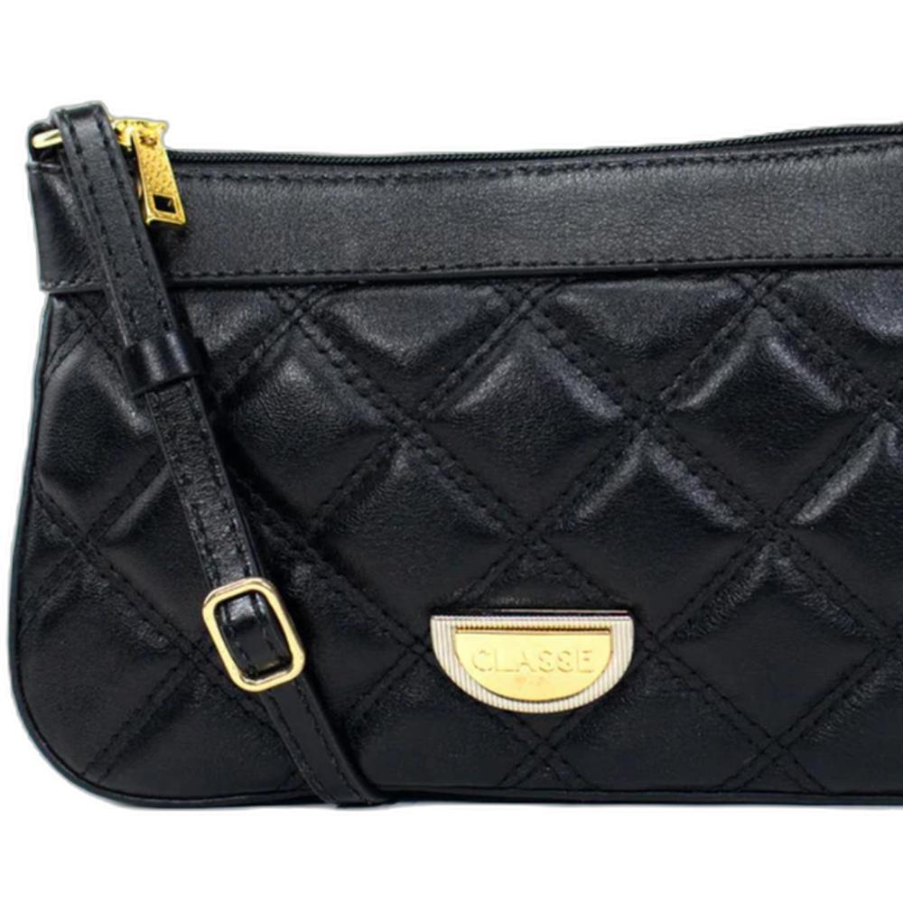Bolsa Crossbody Classe Couro Legítimo Casual Maia Feminina - Preto - 3