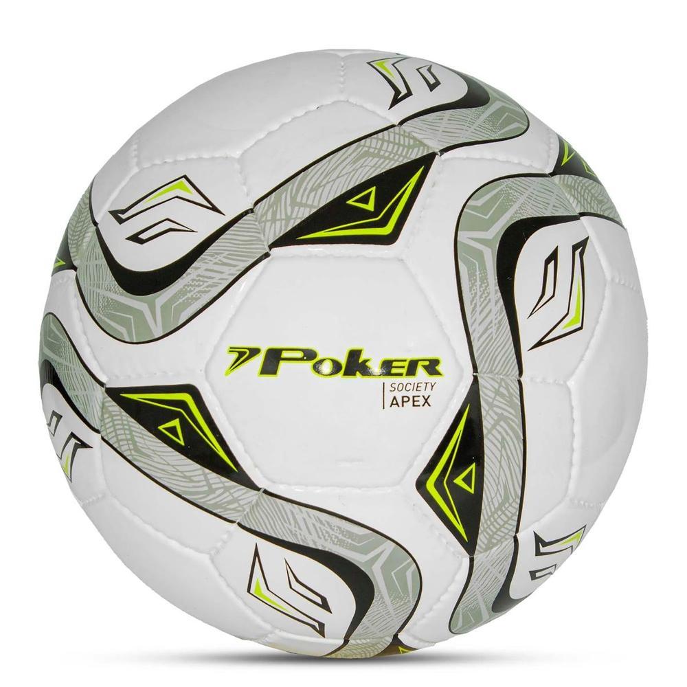Bola de Futebol Society Semi-Profissional Poker Apex 32 Gomos - Cinza e Verde - 1