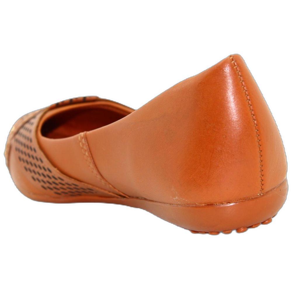 Sapatilha Couro Bottero Bico Fino Microperfuros Apliques Feminina - Caramelo - 4