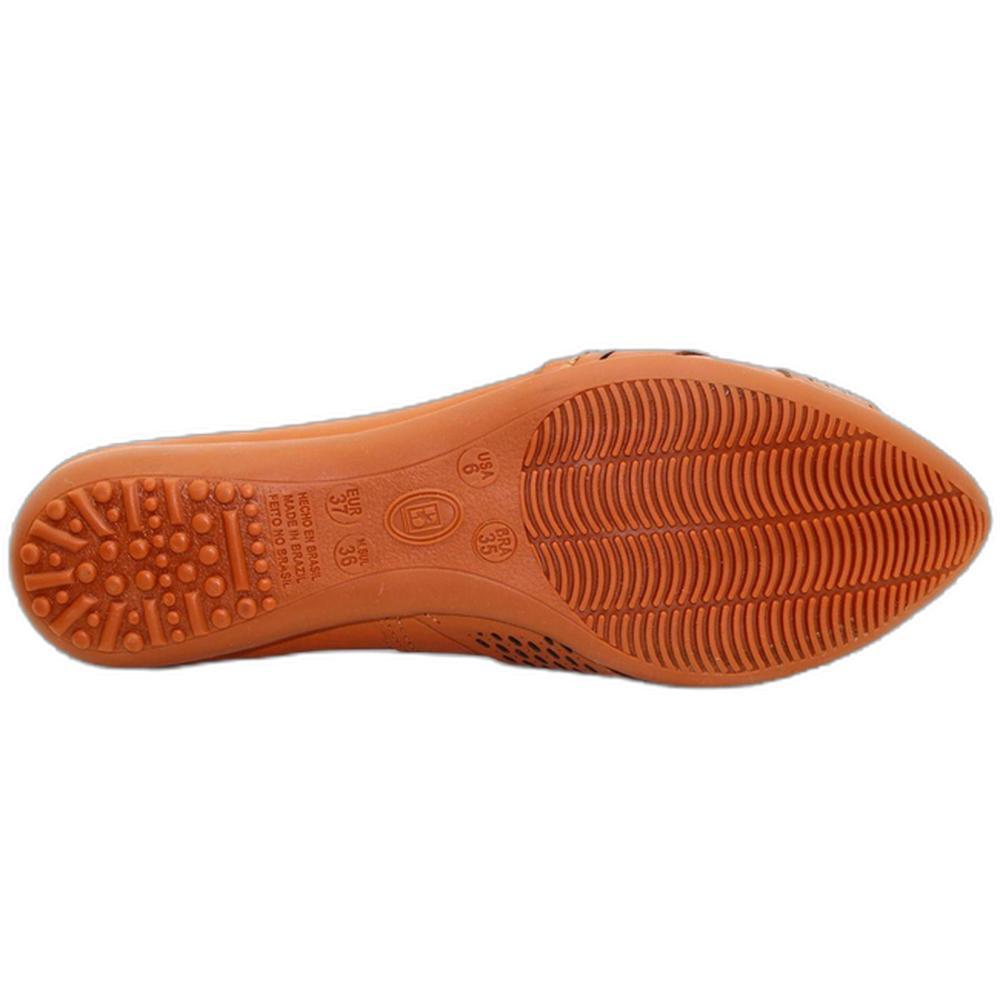 Sapatilha Couro Bottero Bico Fino Microperfuros Apliques Feminina - Caramelo - 5