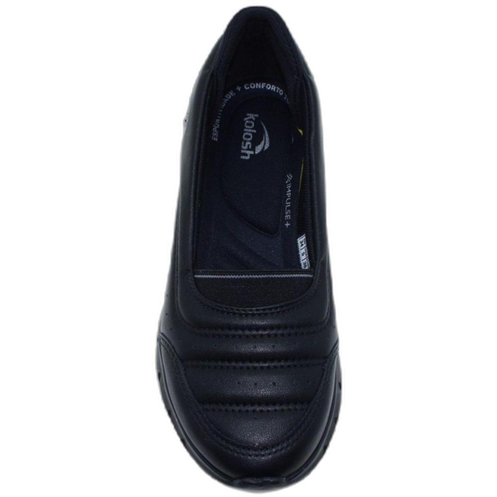 Slip On Kolosh Nobuck Plataforma Feminino - Preto - 3