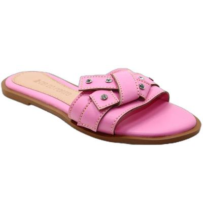 Rasteira Cia do Porto Nó Strass Feminina - Rosa