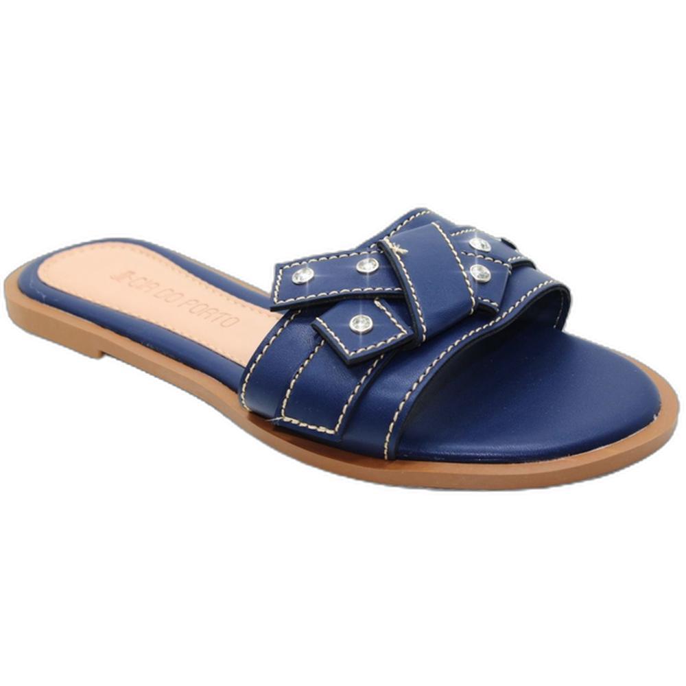 Rasteira Cia do Porto Nó Strass Feminina - Marinho - 1