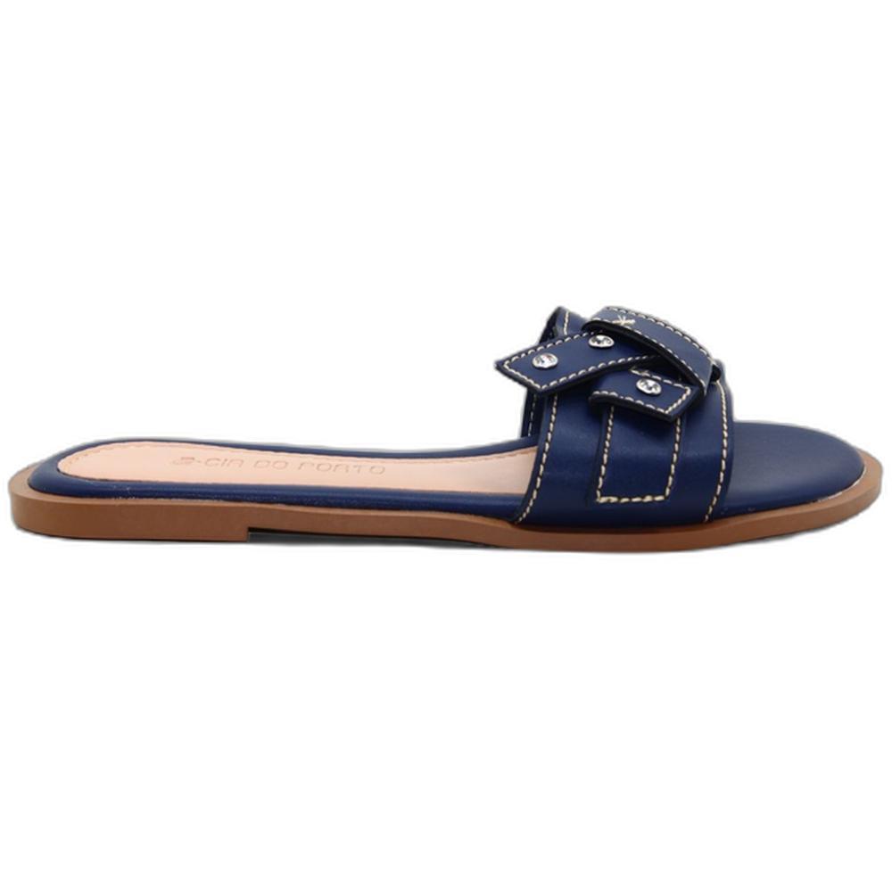 Rasteira Cia do Porto Nó Strass Feminina - Marinho - 2