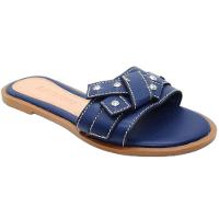 Rasteira Cia do Porto Nó Strass Feminina - Marinho - 1