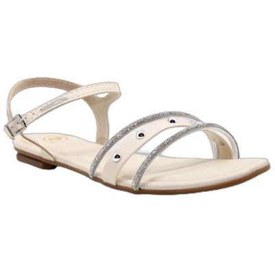 Sandália Infantil Molekinha Strass Apliques Menina - Creme