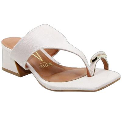 Tamanco Vizzano Salto Baixo Bloco Detalhe Feminina - Off White