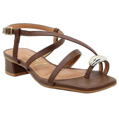 Sandália Vizzano Salto Baixo Detalhes Feminino - Marrom