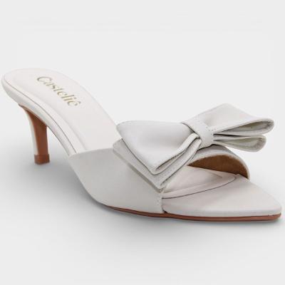 Tamanco Casteliê Intense Salto Fino Laço Feminino - Off White