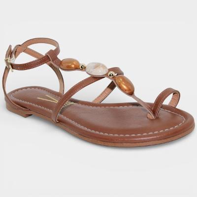 Rasteira Vizzano Pedraria Tira Anel Feminina - Marrom