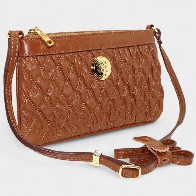 Bolsa Crossbody Classe Couro Legítimo Casual Kelly Feminina - Marrom