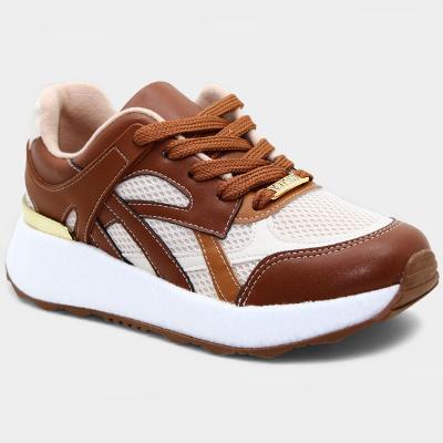 Tênis Vizzano Casual Recortes Feminino - Branco e Marrom