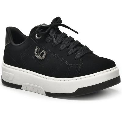 Tênis Via Marte Casual Nobuck Feminino - Preto e Branco