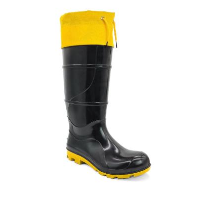 Bota PVC Cano Longo Cartom Com Polaina CA 51055 - Preto e Amarelo