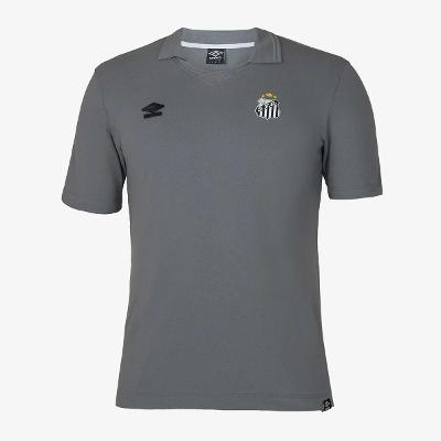 Camisa Polo Santos 2025 Viagem Umbro Masculina - Cinza