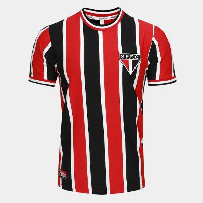 Camiseta São Paulo RetrôMania 1969 Listrada Masculina - Vermelho e Preto