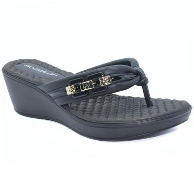 Chinelo Anabela Piccadilly Detalhe Conforto Napa Soft - Preto
