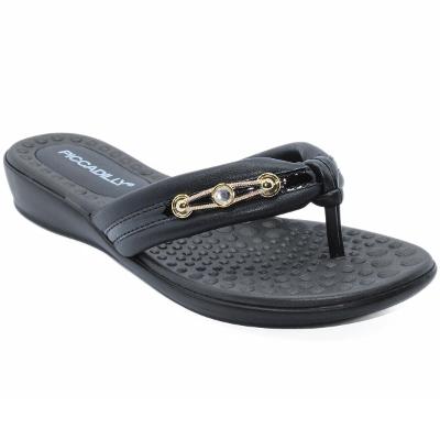 Chinelo Anabela Piccadilly Detalhe Feminino - Preto
