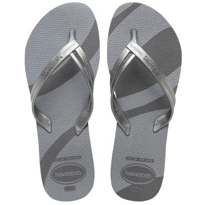 Chinelo Havaianas Elegance Print Metalizado Feminino - Cinza