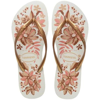 Chinelo Havaianas Slim Organic Feminino - Branco e Dourado