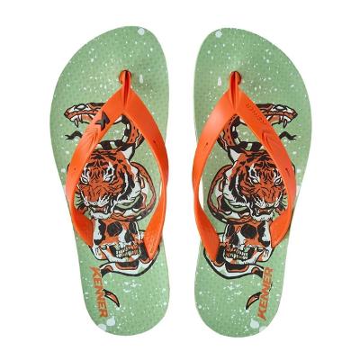 Chinelo Infantil Kenner Summer Old School Kids - Verde e Laranja