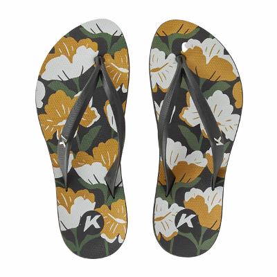 Chinelo Kenner Ibiza Flora Feminino - Preto e Amarelo