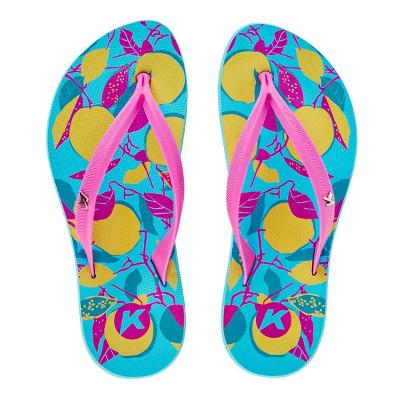 Chinelo Kenner Ibiza Laranjas Estampada Feminino - Azul e Rosa