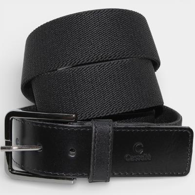 Cinto de Elástico Couro Casteliê 340014 Masculino - Preto