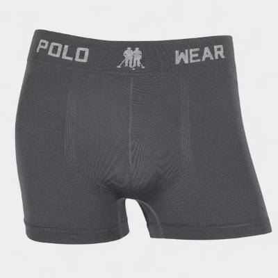 Cueca Boxer Polo Wear Microfibra Sem Costura Masculina - Cinza