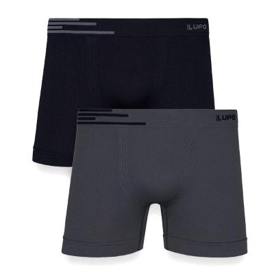Kit 2 Cuecas Boxer Lupo Microfibra Sem Costura - Cinza e Preto