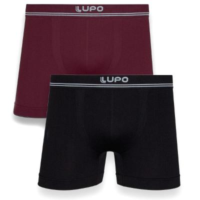 Kit 2 Cuecas Boxer Lupo Microfibra Sem Costura - Vinho e Preto