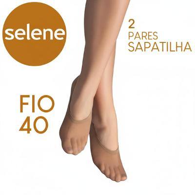Kit 2 Pares Meia Sapatilha Selene Fio 40 Feminina - Natural