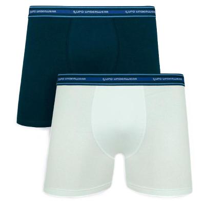 Kit Cueca Boxer Lupo Com Elastano 2 Peças - Branco e Marinho
