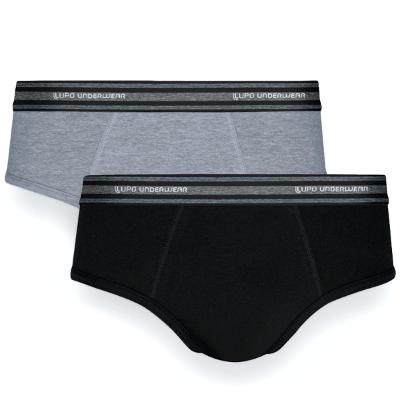 Kit Cueca Slip Lupo Com Elastano 2 Peças - Preto e Cinza