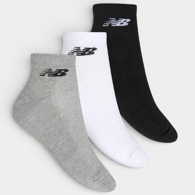 Kit Meia New Balance Logo Cano Curto C/ 3 Pares - Branco e Cinza