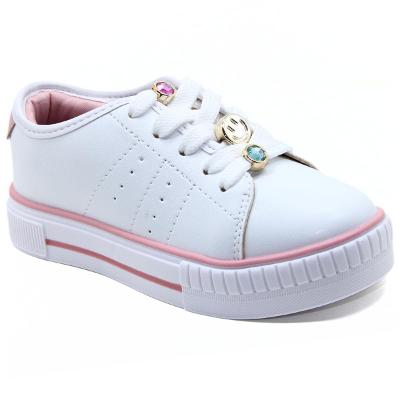 Tênis Infantil Molekinha Casual Microperfuros Menina - Branco e Rosa