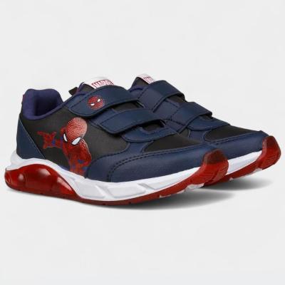 Tênis Infantil Marvel Homem Aranha Led Velcro Menino - Preto e Marinho