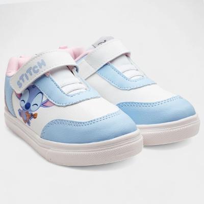 Tênis Infantil Disney Stitch Velcro Menina - Branco e Azul